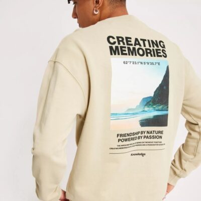 Vaatteet KnowledgeCotton Apparel  | Loose Crew Neck With Photo Print At Chest And Back – Gots/Vegan Safari