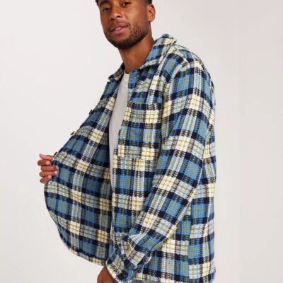 Vaatteet KnowledgeCotton Apparel  | Checked Overshirt – Gots/Vegan Blue